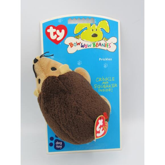 NEW Prickles the Hedgehog Bow Wow Beanies Ty 2006 Squeaker Crinkle 6 Inches - Picture 1 of 12